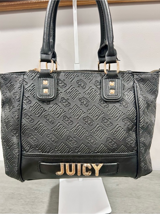 Juicy Couture Handbags - Juicy Couture Black Embossed Logo Tote with Gold Hardware